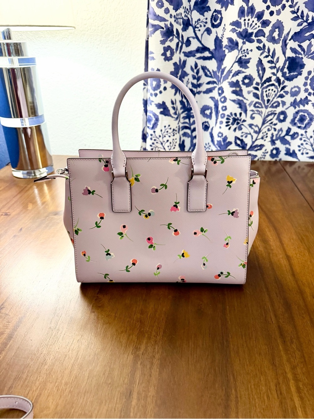 kate spade Purple Floral Leather Satchel - Picture 2 of 5